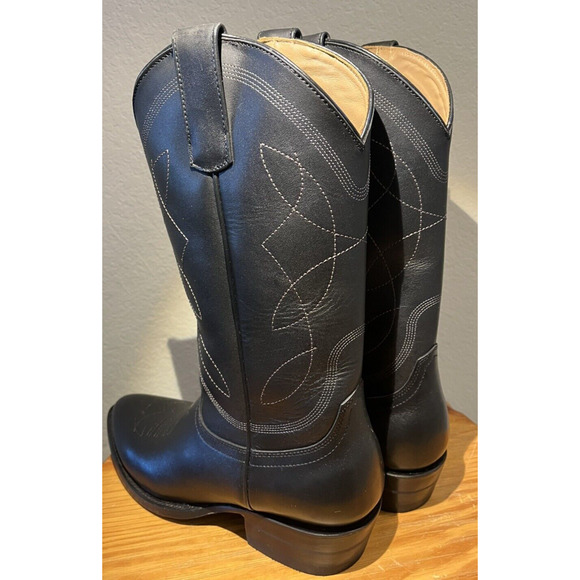 Alvies Boots Men 8.5 D Black Leather Classic Western * Display Pair * NWOB main image 8
